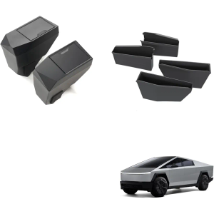 Door Organizer Set for Cybertruck Accessories, Door Trash Can 2 PCS and Door Handle Insert Organizer 4PCS for Tesla Cybertruck