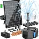 POPOSOAP Solar Fountain Pump with Pond Filter Kit Built-in 3000mAh Battery Backup, 8W Solar Water Fountain Pump, Pond Filters for Outdoor Ponds Bird Baths DIY Water Feature