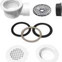Low Profile Shower Drain, 1.5 Side Outlet Drain Assembly,Perforated Strainer, for 1.5" or 2" Shower Drain, Replacement Base PVC Side Outlet Drain