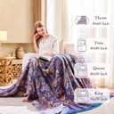 XIBLC Boho Blanket, 100% Cotton Farmhouse Decorative Throw Blanket, 50"x60" Reversible Bohemian Throw Blanket, Purple All Season Muslin Breathable Woven Blankets Quilt
