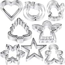 15Pcs Christmas Cookie Cutters-Holiday Cookie Cutters-430 Stainless Steel Biscuit Cutter for Baking-Gingerbread Man, Snowflake, Christmas Tree, Round, Star