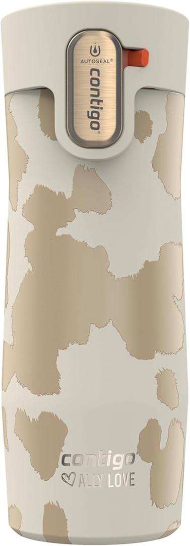 Contigo x Ally Love Stainless Steel Vacuum-Insulated Travel Mug with Autoseal and Easy Clean Lid, Spill-proof, Keeps Drinks cold 24 hrs. & hot for 11 hrs., BPA Free, 16oz., West Loop 3.0, Oatmilk (16oz (Single Pack))