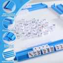 Wiooffen 4Pcs Mahjong All-in-One Racks with Pushers, Acrylic American Majiang Tile Holder, Modern Mah Jong Game Rack with Built-in Pushers, Easy Portable American Mahjong Accessories and Gifts(Blue)