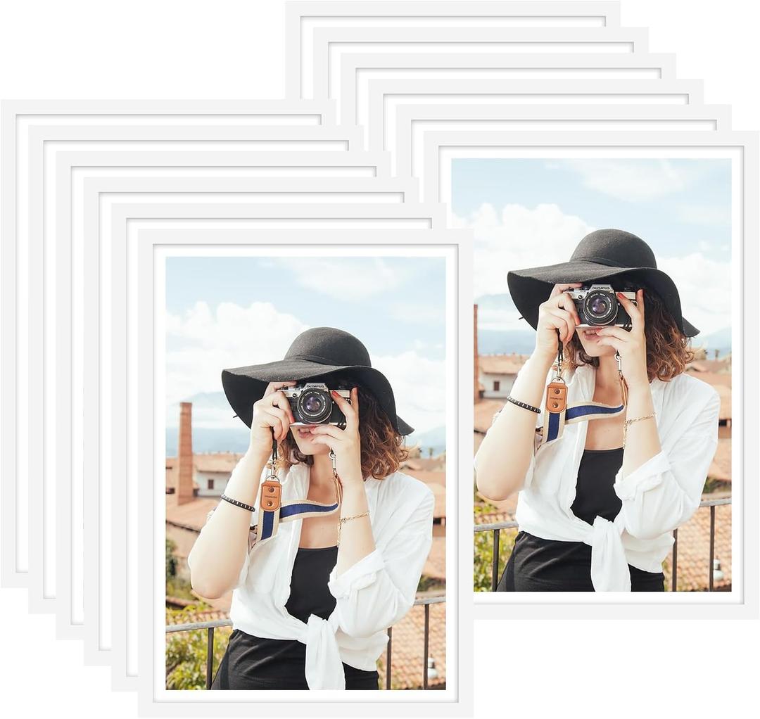 12x18 Picture Frame Set of 12, Modern Gallery Wall Frames, White | Fits 11x17 With Mat or 12x18 Without Mat, Clear Shatterproof Cover, Horizontal or Vertical Wall Mounting, Poster Frame