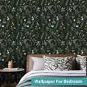 Removable Peel and Stick Wallpaper Boho 17.5 x 197 in Floral Wallpaper for Bedroom Bathroom Easy Peel Off Wallpaper Stick on Wallpaper Contact Paper Renter Friendly Wall Paper (Dark)