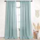 KOUFALL Sea Green Back Tab Rod Pocket Linen Sheer Curtains for Bedroom 52 by 96 Inches Long