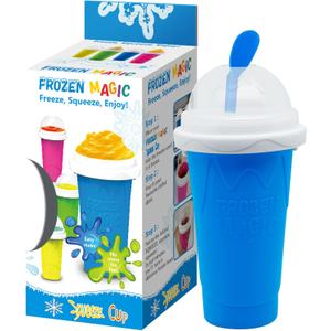 Slushy Maker Cup, Slushie Cup Maker, Milk Cola Juice Squeeze Cup, Magic Quick Freeze Cup, Cooling Cup, Smoothies Cup with Lids and Straws for All Age (Blue)