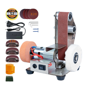 Mini Belt Sander, Electric Small Sander Knife Making Supplies, 7 Adjustable Speed Electric Knife Sharpener, Power Belt Grinder for Woodworking, Metal Working DIY (5'' x 6.5'' x 7.4'') 