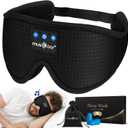 MUSICOZY 3D Bluetooth 5.4 Sleep Headphones, Breathable Wireless Music Eye Mask, Sleeping Headphones with Headband for Side Sleepers, Women, Men, Air Travel, Unique Tech Gifts (Black)