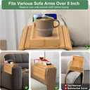Joy&Grace Couch Arm Tray, 3-in-1 Magnetic Detachable Sofa Arm Table with Phone and Tablet Holder Bamboo Couch Cup Holder, Foldable Sofa Armrest Tray for Eating, Drinks, Phones (Natural)