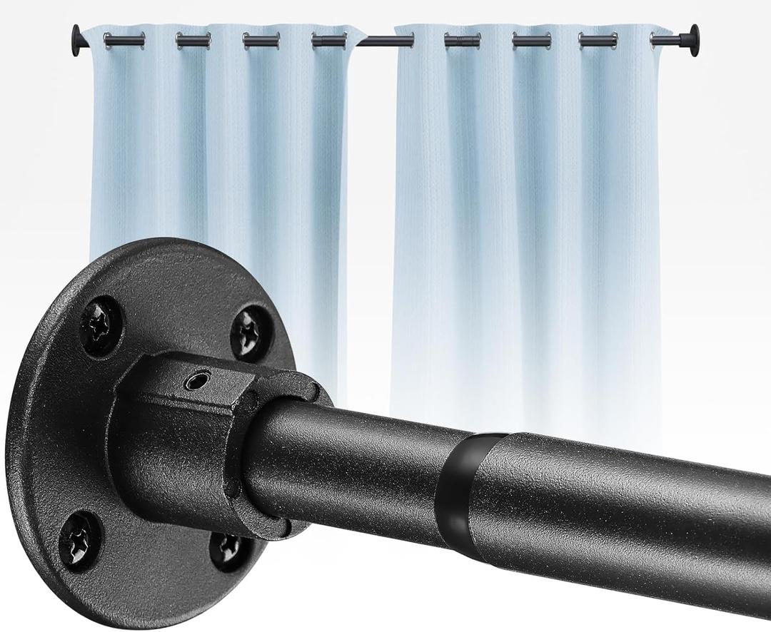 UIABOPZ Shower Curtain Rods, 29-64 Inch Adjustable Shower Pole - Heavy Duty Shower Rods for Bathroom Matte Black (1 Pack)