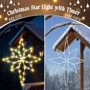2 Pack 16 Large Christmas Window Light Decorations, LED Bethlehem Christmas Star Window Silhouette Lights with Timer, 8 Models, Iron Frame, Battery Operated Lighted Xmas Star Decors (Warm White)