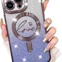 Fiyart Designed for iPhone 15 Pro Max Case,Compatible with MagSafe Love Heart Plating Camera Protection TPU Magnetic Glitter for Women Girls Shockproof Phone Bumper 6.7"-Purple