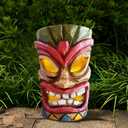 2 x Tiki Head Solar Statue Light for Garden Decor and Bar Decoration (Red)