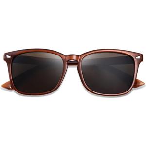 OPTOFENDY Reader Sunglasses for Women Men, Full Lens Outdoor Reading Sunglasses with Spring Hinge, UV400 Protection, Brown 1.5