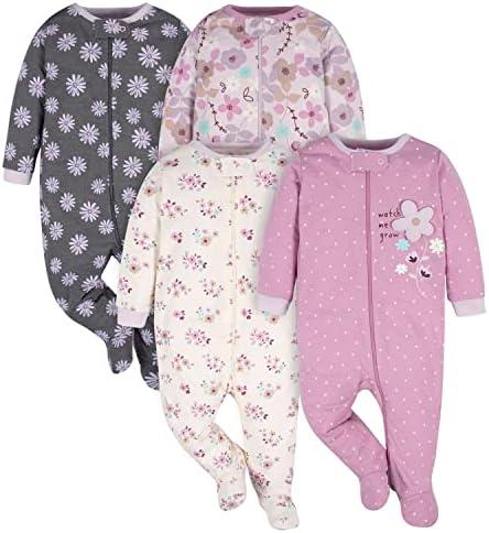 Gerber Baby Girls 4 Pack Sleep 'N Play Footie, Size Preemie 