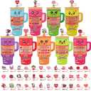 36 Pack Valentines Day Cards with 10mm Straw Covers Caps Compatible with Stanley Cup Tumbler Valentines Day Cards for Kids School Classroom Exchange Gift Party Favors