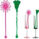 20 Pack Pink and Green Party Decrations, Princess and Witch Party Accessories, Green Witch Broomstick and Glitter Pink Princess Wand Cocktail Stir Sticks for Themed Parties (Drink Stirrers)