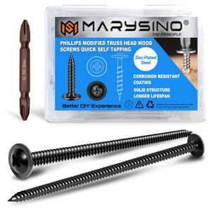 50Pcs #10 x 4 Wood Screws 4 Inch, Phillips Modified Truss Head Wood Screws, Zinc Oxide Black Self Tapping 4 Inch Screw for Woodworking, Household Appliances, Furniture, Outdoor