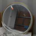 S'bagno 24'' Round Gold LED Mirror for Bathroom with Frontlit & Backlit, LED Vanity Mirror with Metal Frame, Anti-Fog, Stepless Dimmable, 3 Colors Temperature