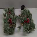 SHareconn 2 Pcs 6FT Prelit Smokey Christmas Garland with Battery Operated Timer, Multi-Color Lights, Lighted Cedar Pine Garland with Cones for Mantle Stairs Fireplace Indoor Outdoor Decoration, 6 FT