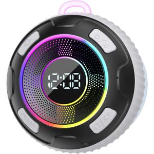 Hupoaf Bluetooth Shower Speaker, Portable Bluetooth Speaker V5.3 360°Surround Sound, IPX7 Waterproof Mini Wireless Speaker with Built-in Mics