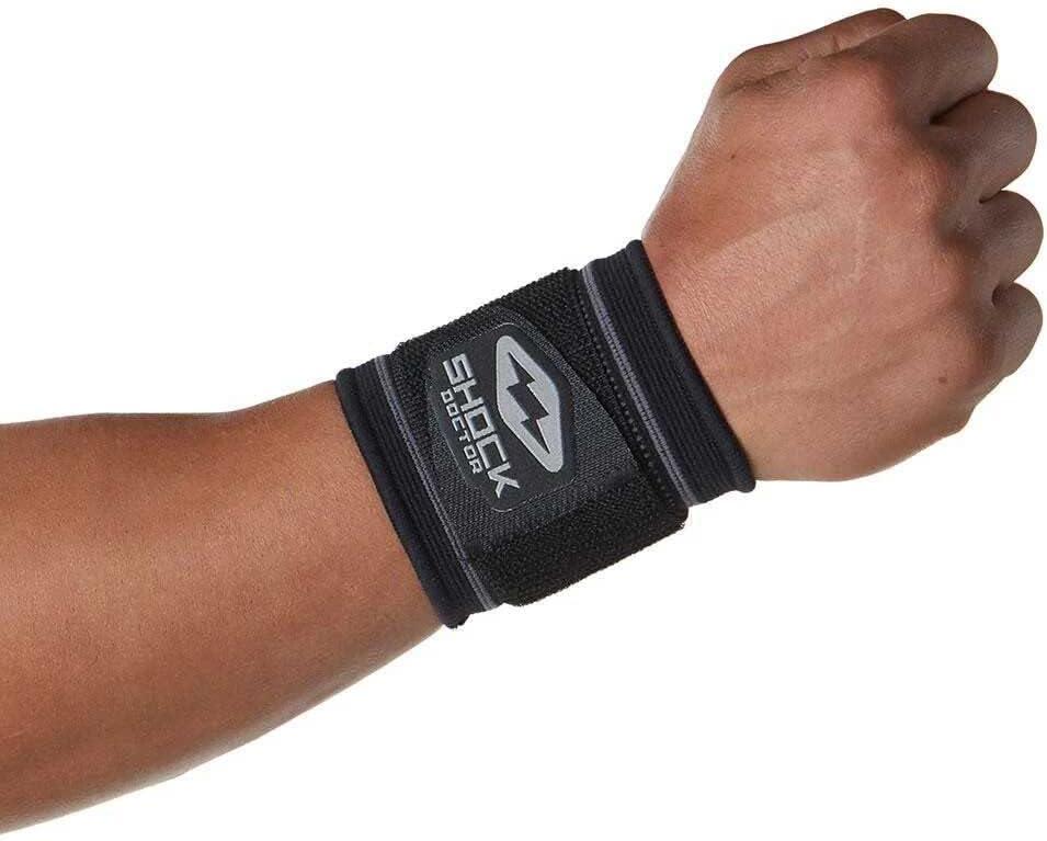 Shock Doctor Compression Knit Wrist Sleeve with Strap (Black, S)