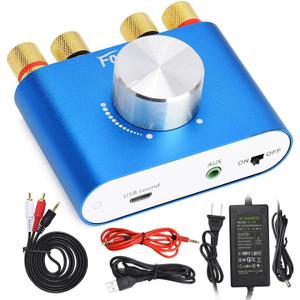 Facmogu F900S 160W Mini Bluetooth 5.0 Power Amplifier, 2 Channel 80Wx2 Stereo Hi-Fi Digital Amp, Portable Wireless Audio Receiver Sound Speaker Amplifer, AUX/USB/Bluetooth Input & 12V Power Supply