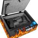 Upgraded Fireproof Biometric Gun Safe for Pistols, Heavy Duty Fingerprint Handgun Safety Device, Hand Gun Safe Firearm Lock Box for Home Bedside Nightstand