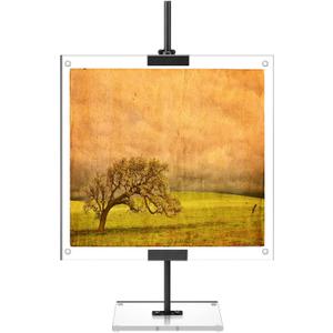 RattanView Black Adjustable Metal Easel Stand with Acrylic Floating Photo Frame 16.5" Tabletop Metal Standing Easel Display Stand for Display Picture, Frame, Photos, Art, Poster, Signs