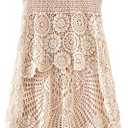 PUWEI Women's Hollow Out Hi-Low Tank Top Floral Crochet Swimsuit Bikini Cover Up One Size