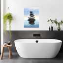 QIXIANG Zen Canvas Wall Art Zen Stone Painting Prints Spa Meditation Painting Artwork for Spa Yoga Room Bathroom Wall Decor Frame (16.00" x 24.00", Zen 1)