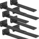 Floating Shelf Brackets 10 inch 8 Pack L Brackets for Shelves Black Metal Heavy Duty Shelf Bracket for DIY Decorative with Mounting Hardware