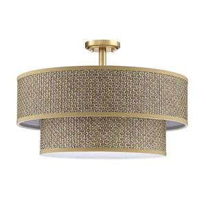 4 LightingSemi Flush Mount Light,Close to Ceiling Lighting Fixture,Dark Linen Fabric Shade Brushed Bronze Finish 20 inch Semi Flush Drum Light for Bedroom,Living Room,Dining Room Hallway