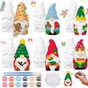 Eersida 6 Sets Gnome Ceramics to Paint Pumpkin Ready to Paint Your Own Ceramic Gnome Statues DIY Unpainted Ceramics Paintable Figurines Kit Crafts with Brush Palette(Christmas)