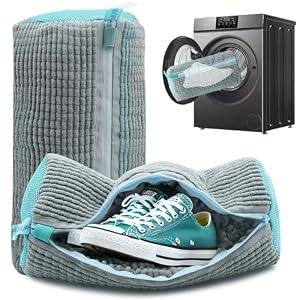 SHOE WASHING MACHINE BAG, SNEAKER LAUNDRY BAG FOR SHOES, REUSABLE AND DURABLE SHOE LAUNDRY BAG FOR WASHER AND DRYER, SUITABLE FOR CLEANING SHOES, GYM, TENNIS, BASKETBALL (GREY - 2 PIECES).