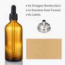 AOZITA 4 Pack, 4 oz Dropper Bottles with 1 Funnel & 4 Labels - Essential Oils Bottles for Health, Personal Care & Beauty - 120ml Thick Dark Amber Glass Tincture Bottles with Eye Droppers, Leakproof