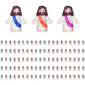 100 PCS Little Jesus Figures Mini Jesus Figurines in Bulk 10 Colors Tiny Religious Party Favors, Baptism Gifts Religious Gifts for Easter Egg Stuffers