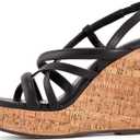 Coutgo Women Platform Wedge Sandals Cork Slingback Wedges Espadrilles Heels Summer Shoes (Black) 8.5