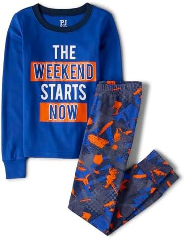The Children's Place boys 100% Cotton Long Sleeve Top and Pants,2 Piece Pajama Set, Size 10