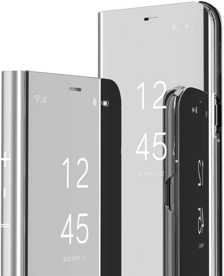 Mirror Case for Galaxy Z Fold 7 Flip Case Clear View Makeup Mirror, Phone Case with Kickstand Shockproof Protective Cover for Galaxy Z Fold 7 5G Shell (Silver)