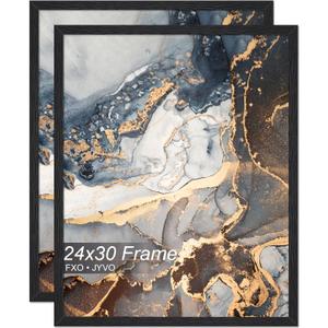 Fxojyvo 24x30 Picture Frame Set of 2 Black Engineered Wood Wall Hanging