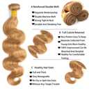 34 inch Honey Blonde Bundles Human Hair 27 Body Wave Bundles 50g Double Weft 8A Grade 27 Honey Blonde Body Wave Bundle Human Hair Extensions