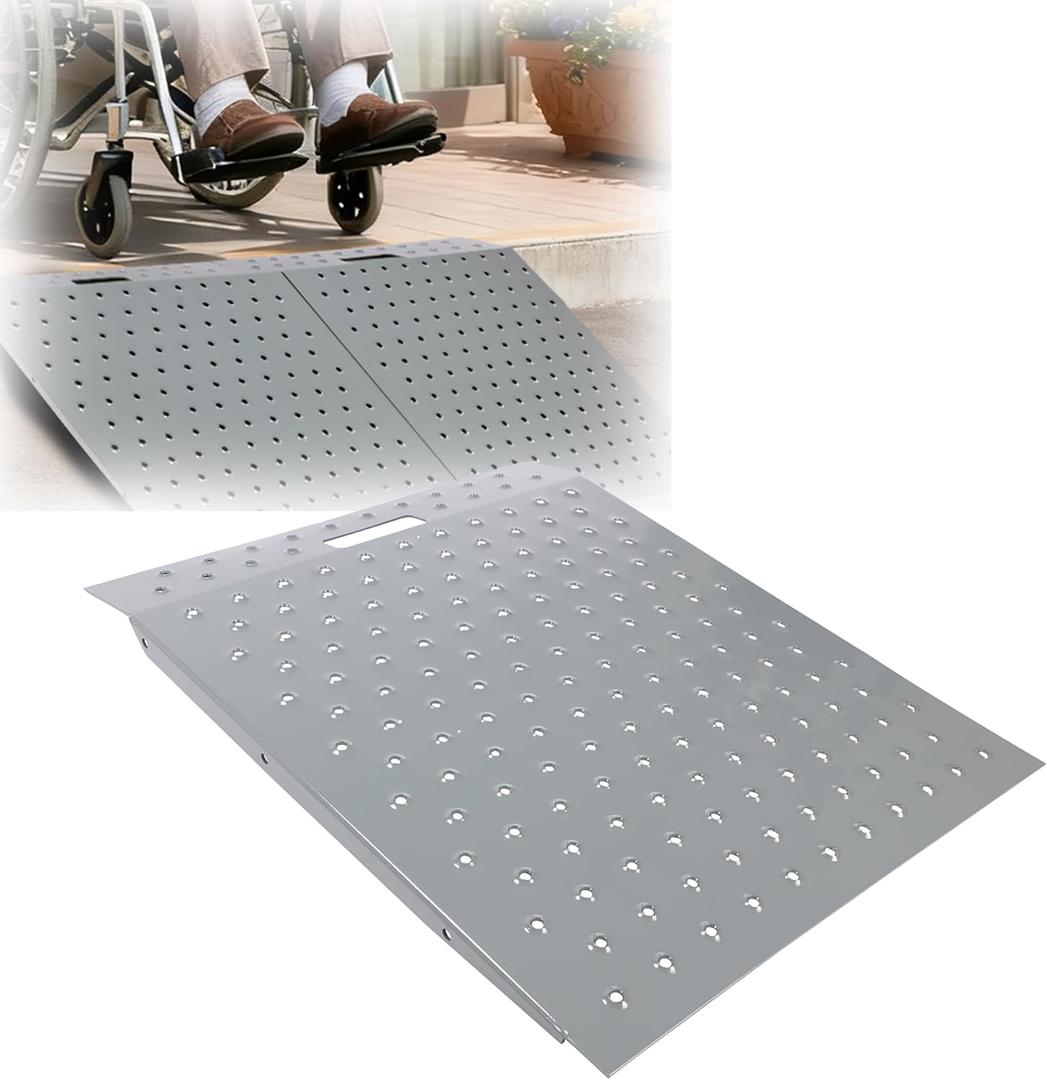 29" x 24" Shed Ramp for Riding Mower & Lawn Equipment - 750 LB Capacity Anti-Slip Punch Plate Loading Ramp for ATV, Motorcycles, Garages, Barns,Lawnmower,Golf Car & Wheelchair (1PC)