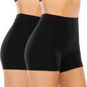 Womens Seamless Shaping Boyshorts Panties Tummy Control Underwear Slimming Shapewear Slip Shorts (Small, #A2 Black(2 Set))