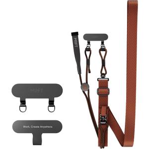 MOFT Phone Lanyard Crossbody with 2 Tabs, Adjustable Phone Strap with Premium Metal Buckles, Skin-Friendly Universal Lanyard, Compatible with Most Smartphones, Sienna Brown