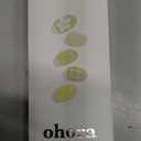 ohora Semi Cured Gel Nail Strips (N Olivia) - Green, Patterned, Works with Any UV/LED Lamps, Salon-Quality, Long Lasting, Easy to Apply & Remove - Includes 2 Prep Pads, Nail File & Wooden Stick