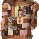 Zeagoo 3/4 Length Sleeve Womens Tops Round Neck Casual Summer Tunic Tops Basic Tees Blouses Dressy T-Shirts Pleated Shirts (X-Large, Mz810)