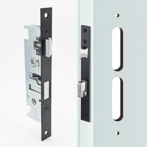 US Flat Slot Storm Door Mortise Lock Body Fits for Larson Screen Away Doors, 5/16" Square Spindle Hub, 2-1/2" Handle PZ, 7/8" Backset, 7" Faceplate H.C., Non-Handed, Matte Black