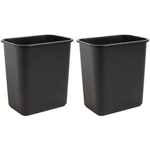 United Solutions 7 Gallon / 28 Quart Space Saving Trash Wastebasket, Fits Under Desk and Small, Narrow Spaces in Commercial, Kitchen, Home Office, and Dorm, Easy to Clean, Black, (WB0338) (Pack of 2)